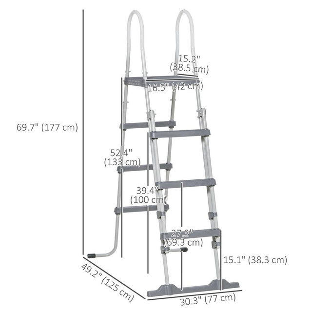 Pool Ladder 49.2" x 30.3" x 69.7" Grey in Patio & Garden Furniture - Image 3