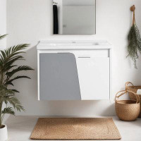 Hokku Designs Wilbean 28.09'' Single Bathroom Vanity with Ceramic Top