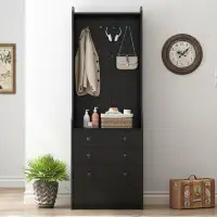 DELTA FURNITURE Trendy Minimalist Hall Tree With Cloak Rack And Open Storage Shelves