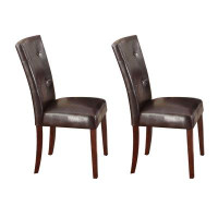 Wildon Home® Portsmith Espresso And Walnut Tufted Back Side Chairs