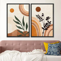wall26 Retro Vintage Mid-Century Forest Plants Abstract Shapes Modern Art Wall Decor Artwork Bohemian