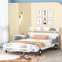 Zoomie Kids Car-Shaped Platform Bed,Full Bed with Storage Shelf for Bedroom