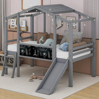 Harper Orchard Bequette Twin Size Loft Bed with Ladder and Slide
