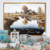 Design Art Small River To The Farm II - Farmhouse / Country Canvas Wall Art