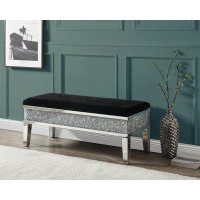 Everly Quinn Noralie BENCH W/STORAGE Mirrored & Faux Diamonds