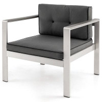 Ebern Designs Ebern Designs Patio Aluminum Armchair Contemporary Sofa Chair W/ Wpc Armrests