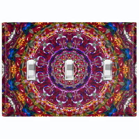 WorldAcc Metal Light Switch Plate Outlet Cover (Colorful Mandala Meditation - Triple Toggle)