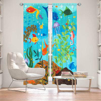 East Urban Home Lined Window Curtains 2-panel Set for Window Size by nJoy Art - Happy Fish III