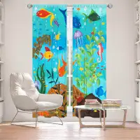 East Urban Home Lined Window Curtains 2-panel Set for Window Size by nJoy Art - Happy Fish III