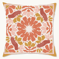 Wynwood Studio Wynwood Studio Retro Sun Scarf Outdoor Decorative Throw Pillow, 18" x 18", Floral Scarf