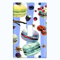 WorldAcc Metal Light Switch Plate Outlet Cover (Colourful Macaron Treat Purple Green  - Single Toggle)