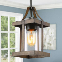 Union Rustic Gunnell 1 - Light Lantern Rectangle Pendant with Wrought Iron Accents