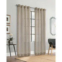 Latitude Run® Linen Leaves Grommet Curtain Panel Window Dressing in Linen