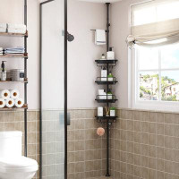 Rebrilliant Konstantina Tension Pole Tension Pole Stainless Steel Shower Caddy