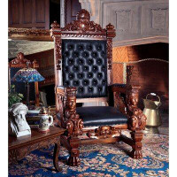 Lark Manor Burge Leather Throne Armchair