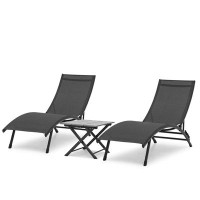 Latitude Run® 3Pcs Outdoor Chaise Lounge Chair &Side Table
