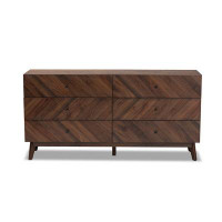 Lefancy.net Lefancy  Hartman Mid-Century Modern Walnut Brown Finished Wood 6-Drawer Dresser
