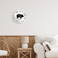 Stupell Industries Old English Pig Co Vintage Sign Farm Hog Circular Wall Plaque, 12" Diameter