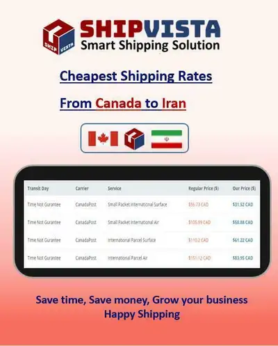 ShipVista provides the cheapest shipping rates from Canada to Iran. Whether you are an individual se...