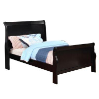 Red Barrel Studio Traditional Style Wooden Twin Size Sleigh Bed, Black