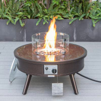 Corrigan Studio Kliyah 20" H x 29" W Propane Outdoor Fire Pit Table with Lid — Outdoor Tables & Table Components: From $