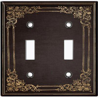 WorldAcc Metal Light Switch Plate Outlet Cover (French Victorian Frame Black 10 - Double Toggle)