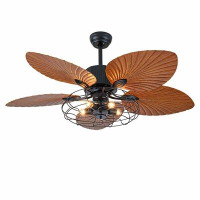 Bay Isle Home™ Eddyville 52" Ceiling Fan With Light Kit Indoor Outdoor Downrod 5 Palm Tropical Blades