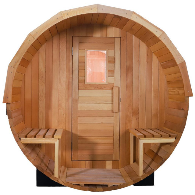 hemlock barrel sauna 5.9x5.9feet, $4499; and 5.9x 7.9 feet, $4799; for sale,  in stock in Edmonton and Vancouver in Health & Special Needs - Image 4