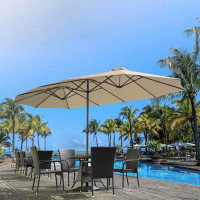 Latitude Run® 15X9ft Double-Sided Patio Umbrella Outdoor Market Umbrella Large Umbrella Table Umbrellas With Crank Air V