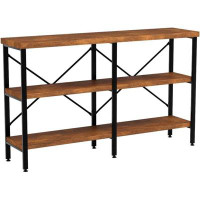 17 Stories Large Console Table, 3-Tier 55In Rustic, Industrial Sofa Table Storage For Living Room, Entryway, Foyer, Hall