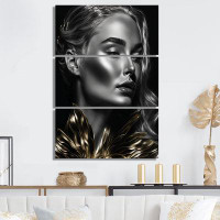 Design Art Black And Gold Elegance I - Woman Sensual Canvas Wall Art Set