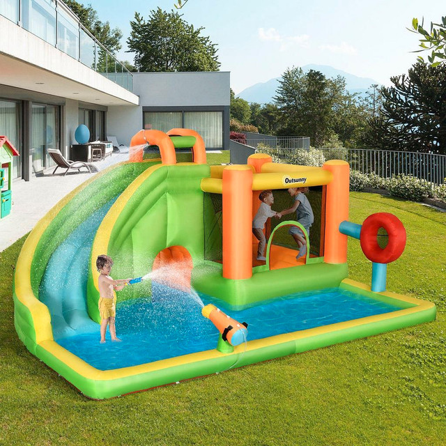 8-IN-1 INFLATABLE WATER SLIDE, KIDS CASTLE BOUNCE HOUSE INCLUDES SLIDE, TRAMPOLINE, POOL, WATER GUN, BALL-TARGET, BOXING in Toys & Games - Image 3