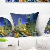 Made in Canada - East Urban Home Photography Bangkok City Night View Cityscape Pillow