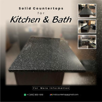 Black Solid Countertops with White Spots For Kitchen & Bath