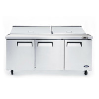 Atosa MSF8304GR 72 Inch Refrigerated Sandwich / Salad Prep Table – 3 Doors Stainless steel exterior &amp; interior
