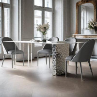 Hokku Designs 70.87" White Rectangular Stone Tabletop Dining Table