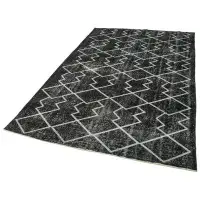 Rug N Carpet Geometric Carpet Black Geometric Cotton Handmade Area Rug