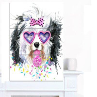 Design Art 'Lovely Dog with Pink Heart Glasses' 3 Piece Wall Art on Wrapped Canvas Set