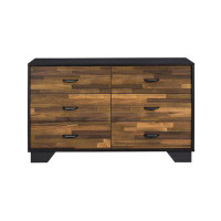 Millwood Pines Minka Walnut And Black 6-Drawer Double Dresser
