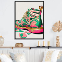 Mercer41 Pink And Green Art Deco Army Shoes - Fashion Canvas Wall Art
