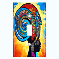WorldAcc Metal Light Switch Plate Outlet Cover (Colourful Native African Culture Beauty - Single Toggle)