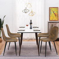 17 Stories Four-Piece Suede Dining Table And Chairs Set
