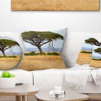 Made in Canada - East Urban Home African Landscape Printed Acadia Tree and Cheetah in Africa Throw Pillow