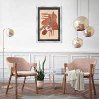 Oliver Gal "Shapes In Copper", Boho Copper Plants Modern Black Framed Wall Art Print For Bedroom