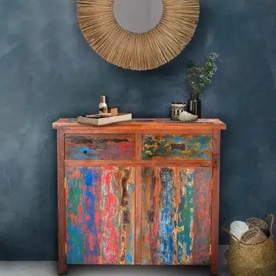 Foundry Select Marina Del Rey Recycled Teak Wood Linen Cabinet With 2 Doors And 2 Drawers