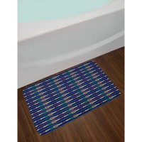 East Urban Home Abstract Bath Mat, Colourful Composition with Grunge Doodle Style Lines and Horizontal Stripes Pattern,
