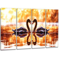 Made in Canada - Design Art Metal 'Swooning Swans - Romantic Swan' 4 Piece Graphic Art Set