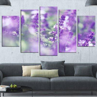 Made in Canada - Design Art 'Beautiful Purple Mint Flowers' 5 Piece Photographic Print on Wrapped Canvas Set