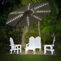 Arlmont & Co. Patio LED Cantilever Umbrella, 10 Ft Outdoor Market Offset Round Umbrella For Deck, Balcony And Poolside