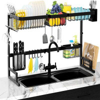 YITAHOME Dish Drying Rack Large Upgraded 2 Tier Length & Height Adjustable Stainless Steel Dishes Drainer For Kitchen Co